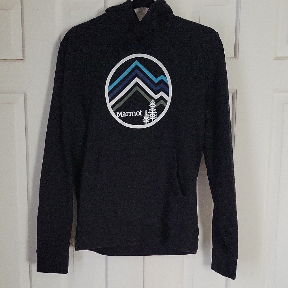 Marmot Womens Black Long Sleeve Hoodie With Kangaroo Pocket Sz S